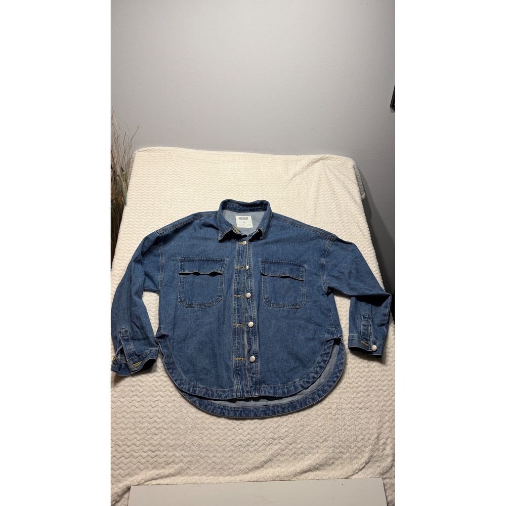 Denim Obsessed Project Rebel Blue Oversized Denim Shirt Shacket Womens Medium